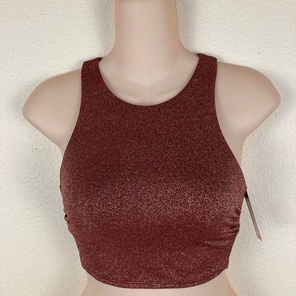 Xhilaration Other - Xhilaration Bathing Swim Suit Top Size S Raisin Copper Sparkly Racerback